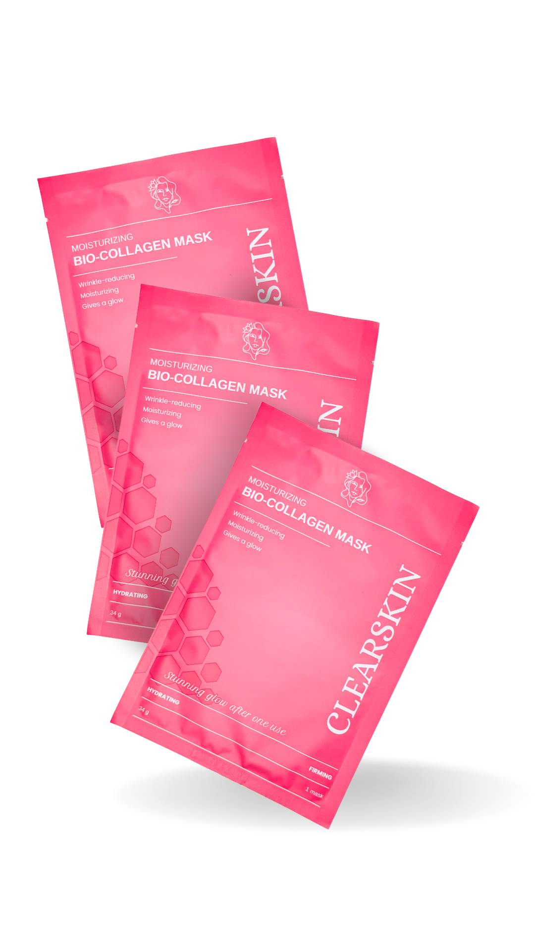 Tre stycken kollagenmasker